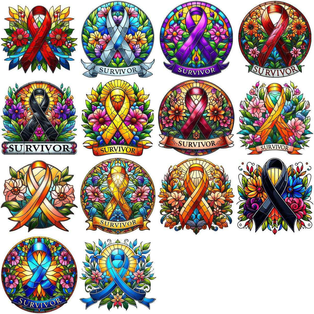 30 Cancer Survivor Ribbon Awareness Designs Bundle PNG