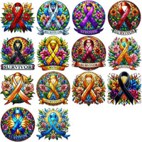 Load image into Gallery viewer, 30 Cancer Survivor Ribbon Awareness Designs Bundle PNG
