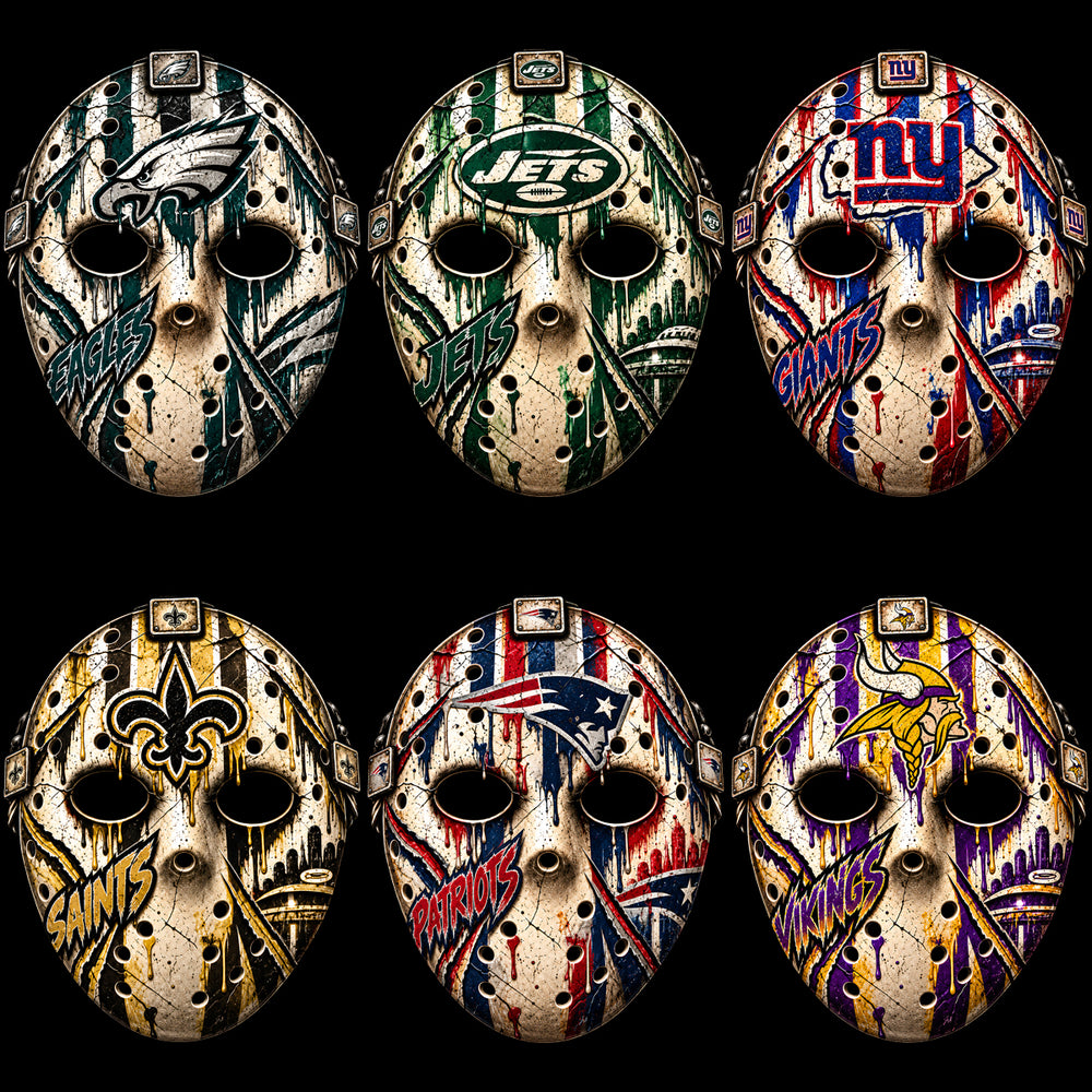 32 Horror Football Teams Jason Voorhees Mask Designs Bundle PNG
