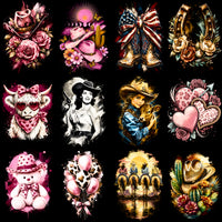 Load image into Gallery viewer, 66 Cowgirl Rodeo Western Coastal Halftone Designs Bundle PNG
