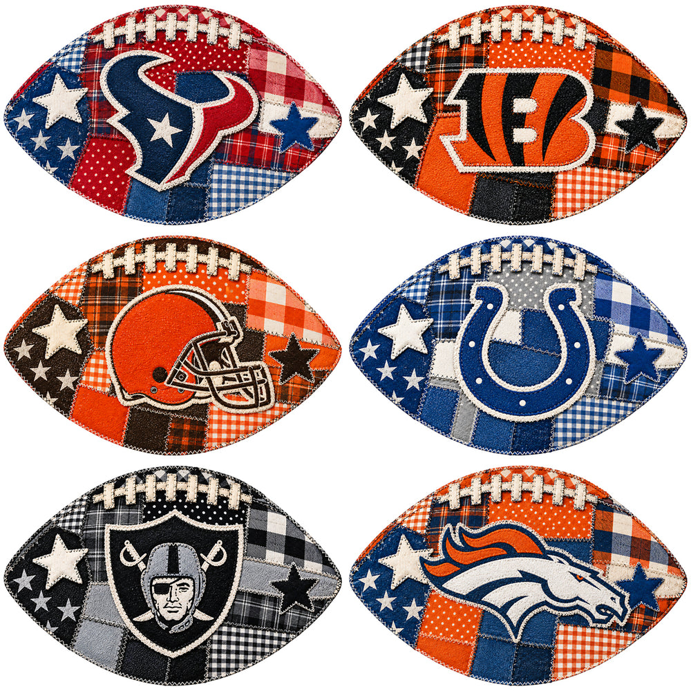 32 Football Teams Logo Rustic Patchwork Pattern Designs Bundle PNG