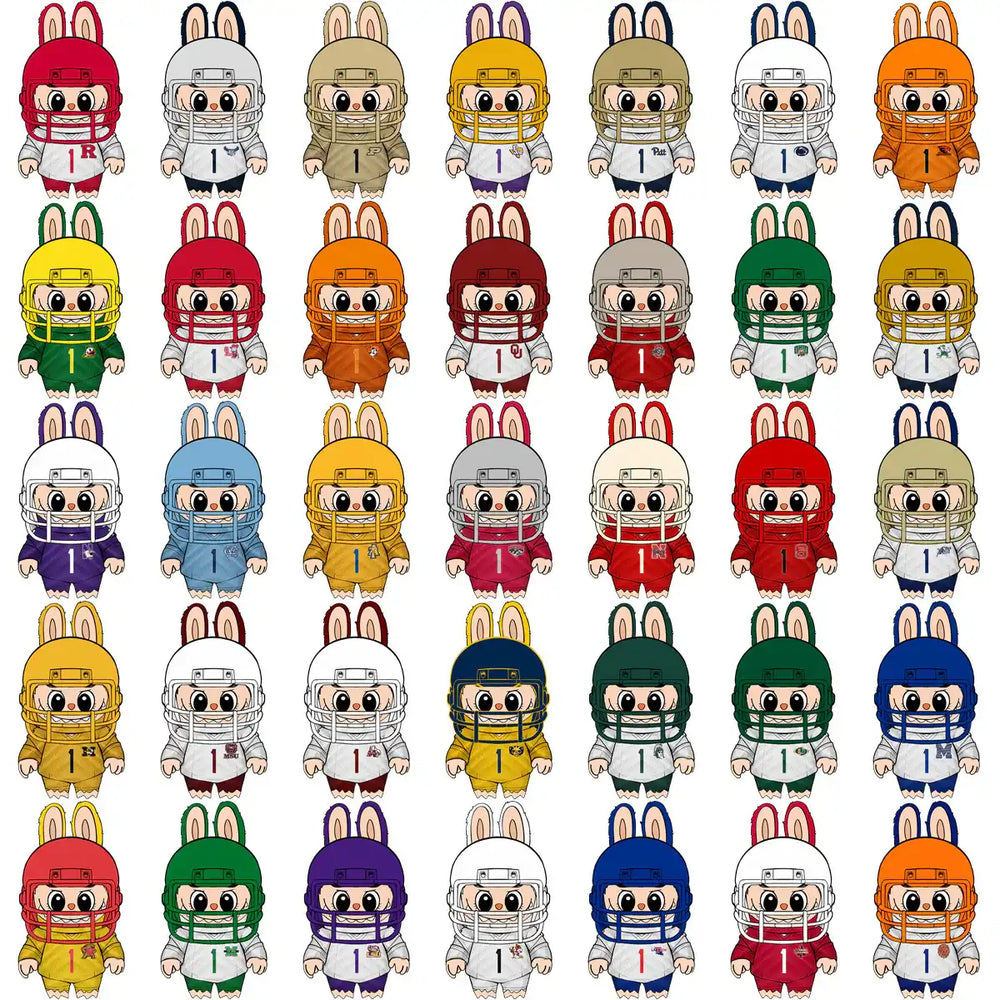 127 College NCAA Football Mascot Labubu Helmets Designs Bundle PNG