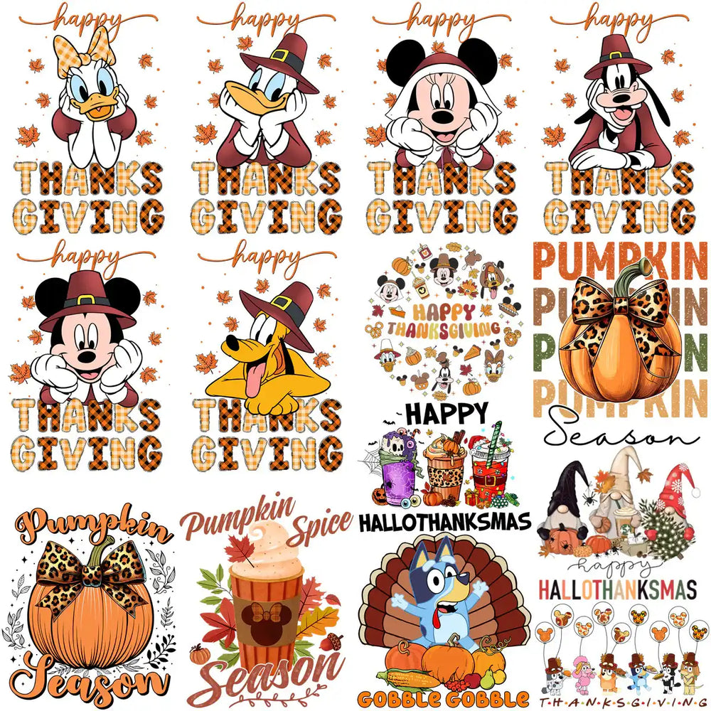 55 Thanksgiving Mix Cartoon Fall V2 Designs Bundle PNG