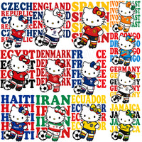 Load image into Gallery viewer, 45 Hello Kitty World Cup Soccer Teams Football Designs Bundle PNG
