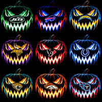 Lade Bild in die Galerieansicht, 32 Football Teams Glowing Pumpkin Logos Black Knockout Designs Bundle PNG
