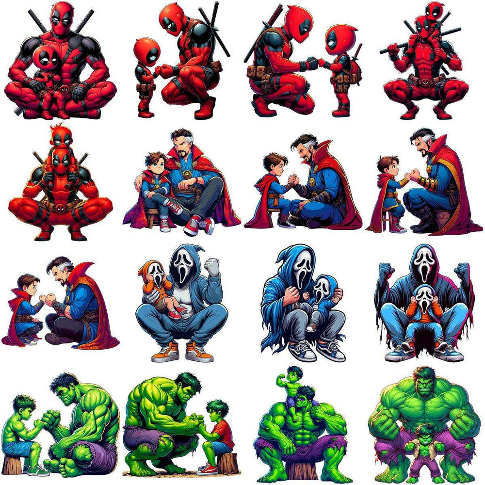 70 Super Hero Dad Father's Day Designs Bundle PNG