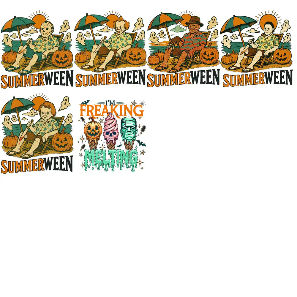 12 SummerWeen Slashers Waiting For Halloween Designs Bundle PNG