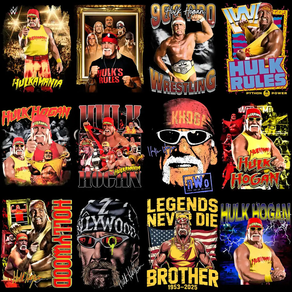 18 Wrestling Star Hulk V2 Halftone Designs Bundle PNG