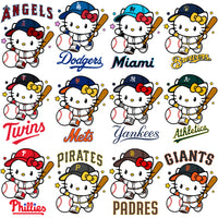 Load image into Gallery viewer, 30 Baseball League Teams Logo Hello Kitty Designs Bundle PNG SVG
