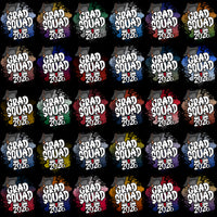 Load image into Gallery viewer, Grad Squad 2026 t-shirt designs with colorful splatter backgrounds, perfect for DTF, DTG, or embroidery.
