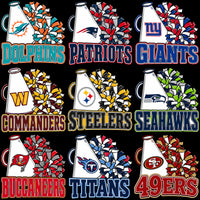 Load image into Gallery viewer, 32 Football Teams Megaphone Pom-Poms Designs Bundle PNG
