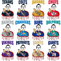 Load image into Gallery viewer, 32 Michael Myers Movie Horror Football Designs Bundle PNG
