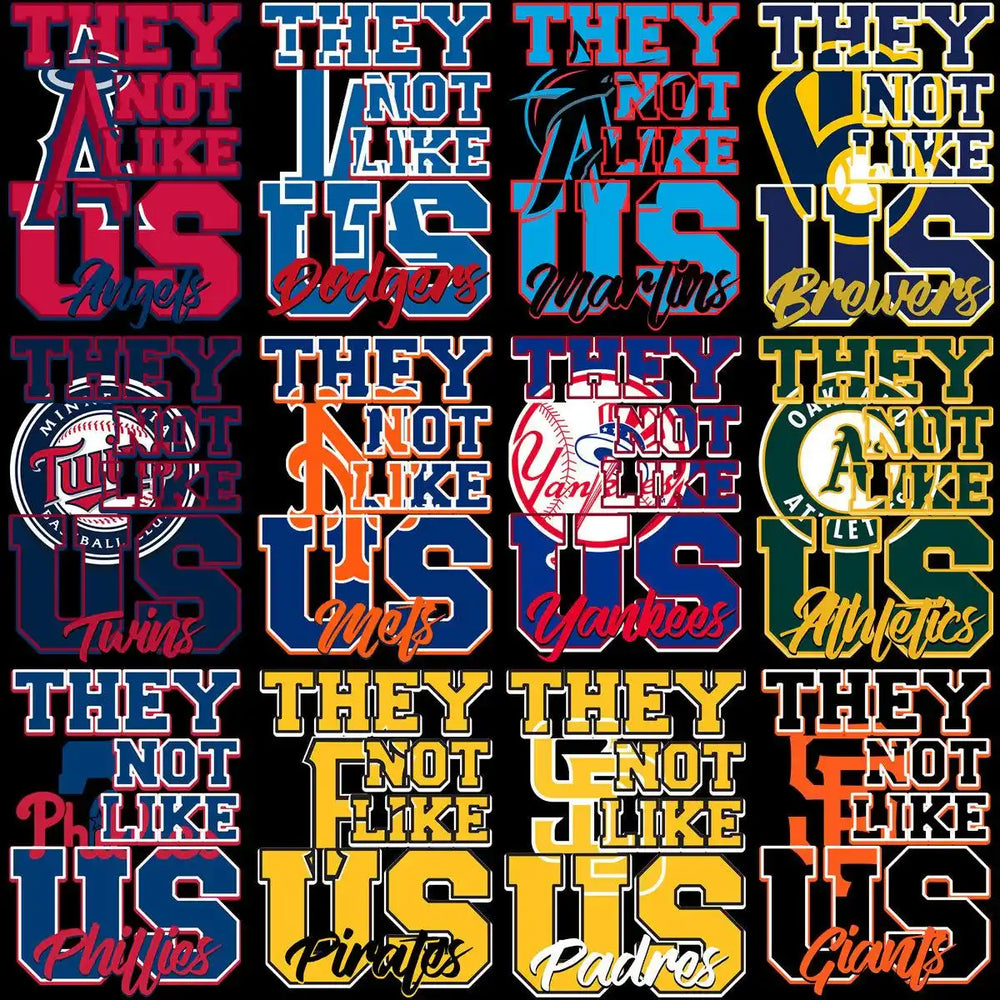 30 THEY NOT LIKE US Baseball Teams Designs Bundle PNG + PSD
