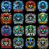 Load image into Gallery viewer, 32 Football Teams Laser Eyes Smoke Mascots Designs Bundle PNG
