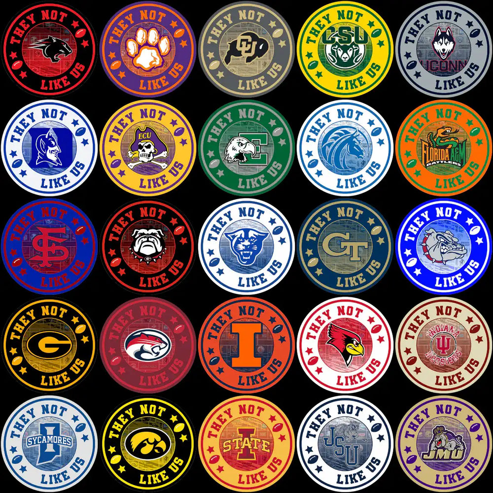 128 College NCAA They Not Like Us Circles Logos PNG Designs Bundle