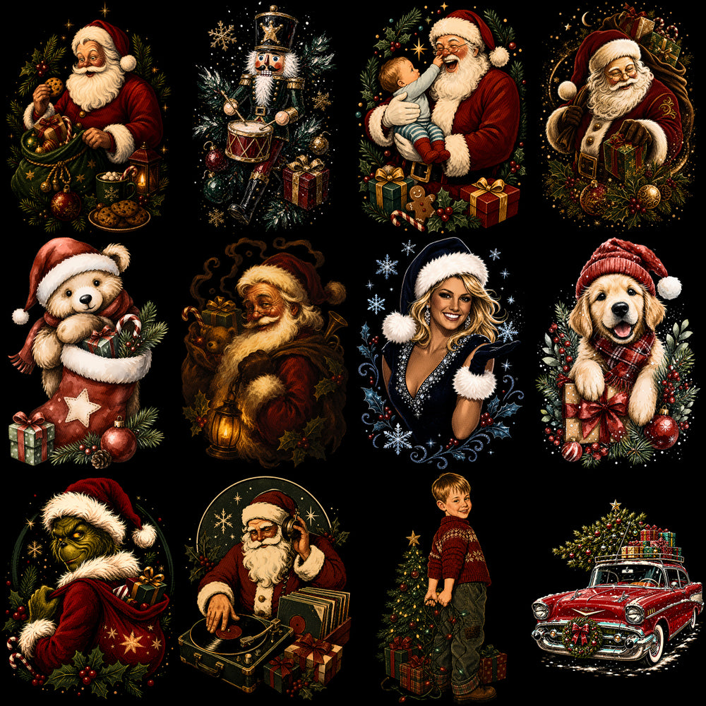 54 Christmas Holiday Mega Halftone Designs Bundle PNG