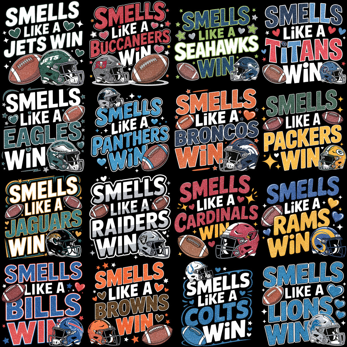 32 Smells Like Football Teams Winners Designs Bundle PNG