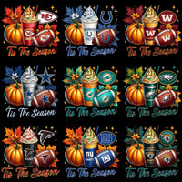 Load image into Gallery viewer, 32 Fall Football Teams Autumn Tis The Season Drinks Designs Bundle PNG
