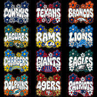 Load image into Gallery viewer, 32 Football Teams Groovy Retro Flowers Designs Bundle PNG

