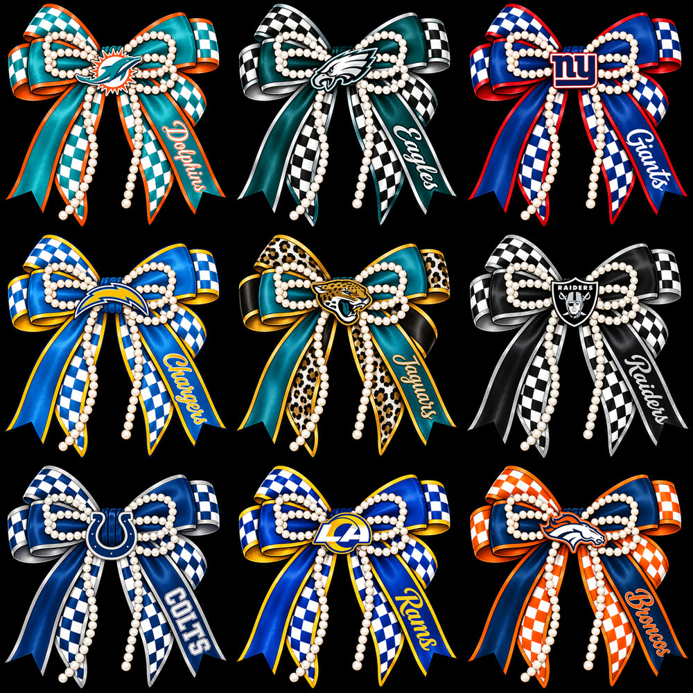 32 Football Teams Bow Pearl Festive Designs Bundle PNG