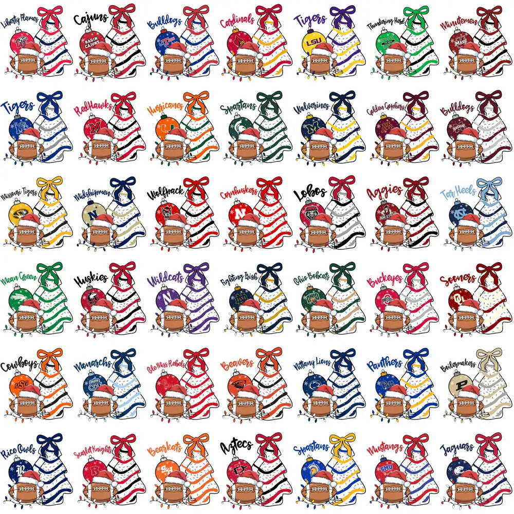 130 College NCAA Christmas Ornaments PNG Designs Bundle