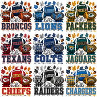 Load image into Gallery viewer, 32 Football Teams Hello Fall Leaves &amp; Acorns Designs Bundle PNG
