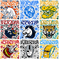 Load image into Gallery viewer, 32 Football Teams Floral Glitter Mascots Designs Bundle PNG
