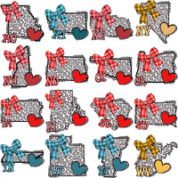 Load image into Gallery viewer, 48 USA Popular States Map Heart Bow Designs Bundle PNG
