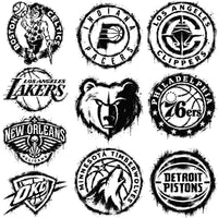 Load image into Gallery viewer, 30 Ink Brush Splatter Paint Basketball Teams Logos Designs Bundle PNG
