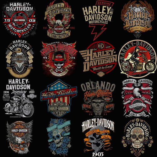 35 Biker Halftone Motorcycle Harley Davidson Designs Bundle PNG