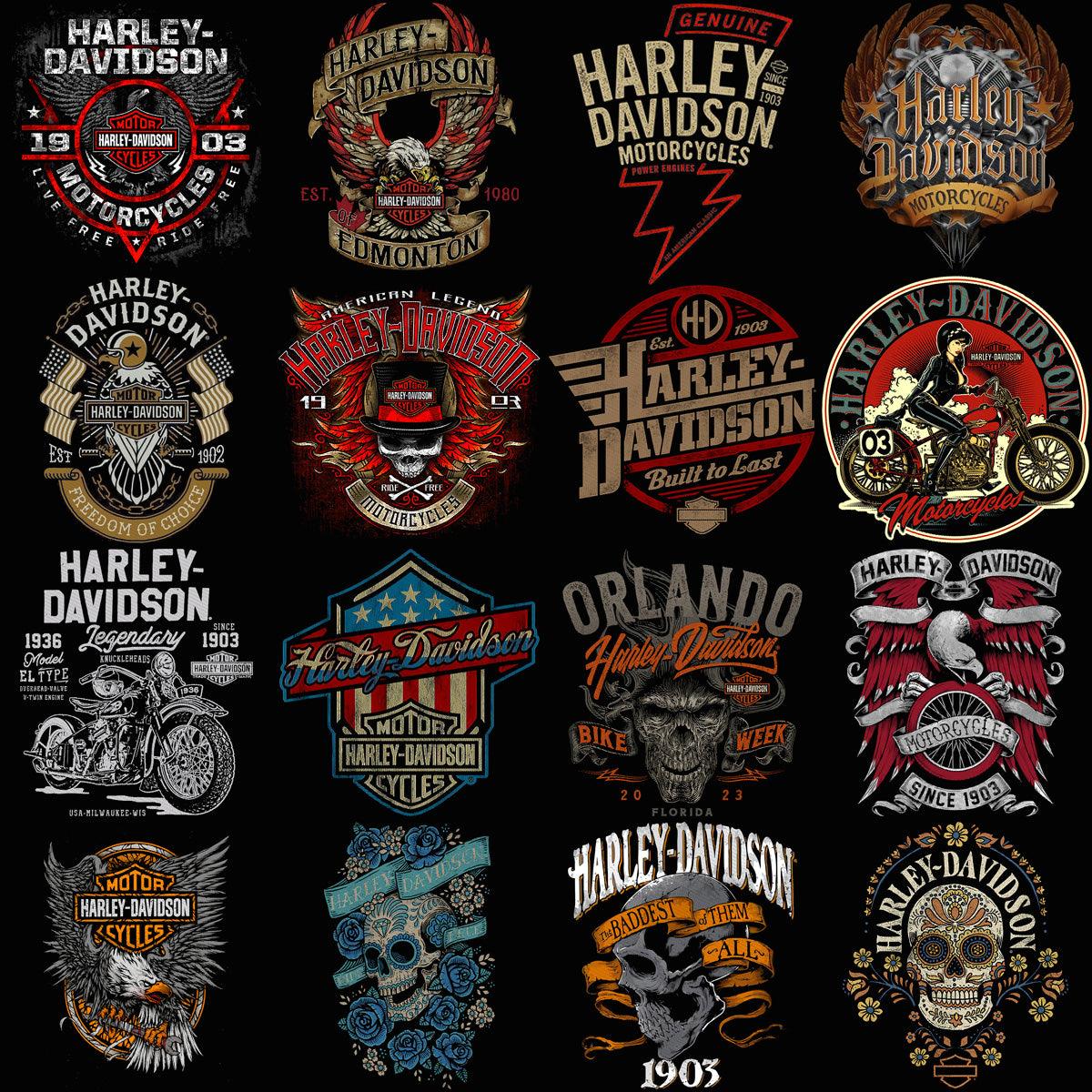 35 Biker Halftone Motorcycle Harley Davidson Designs Bundle PNG