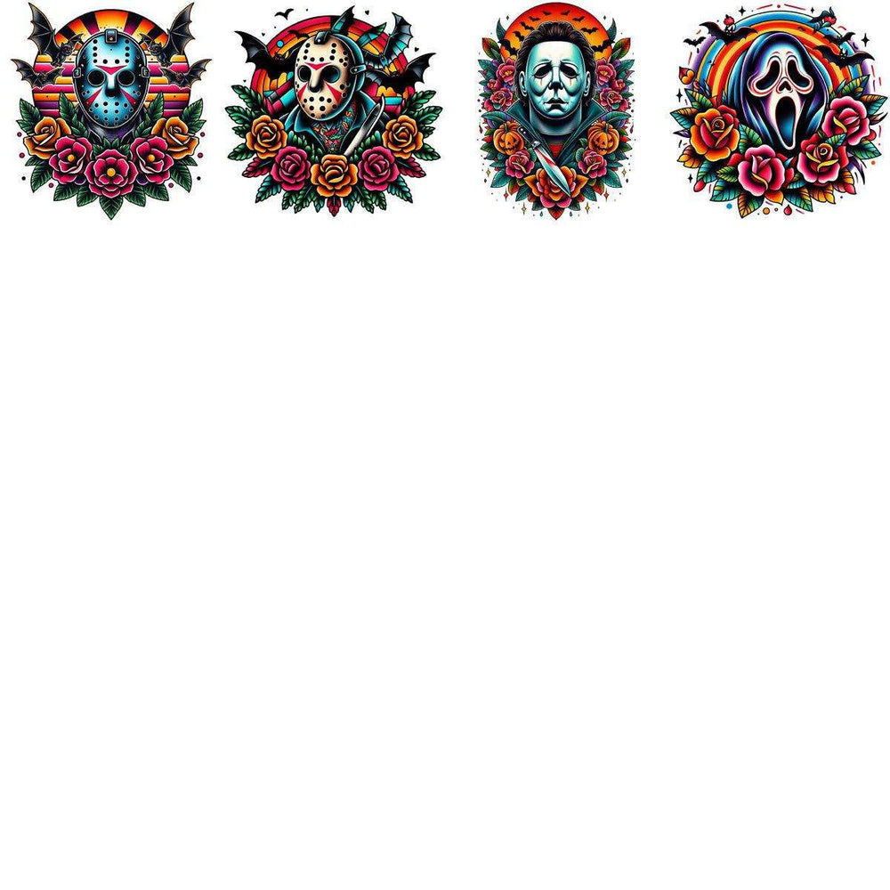 18 Horror Halloween Movies Slashers Tattoo Designs Bundle PNG