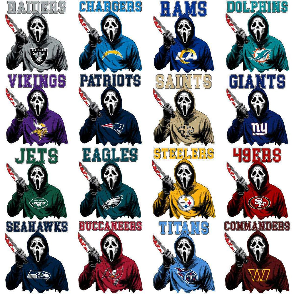 32 Movie Ghostface Football Designs Bundle PNG