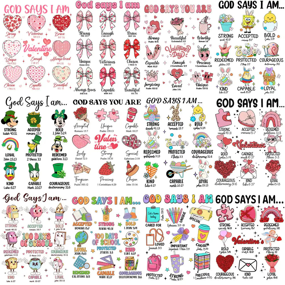 22 God Says Cartoon Designs Bundle PNG