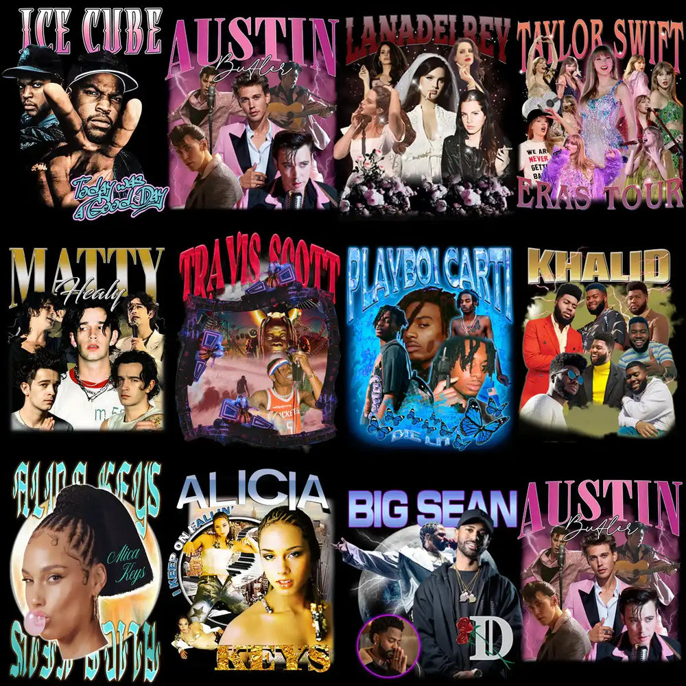 51 Music Artists Bootleg Stars Mixed Designs Bundle PNG