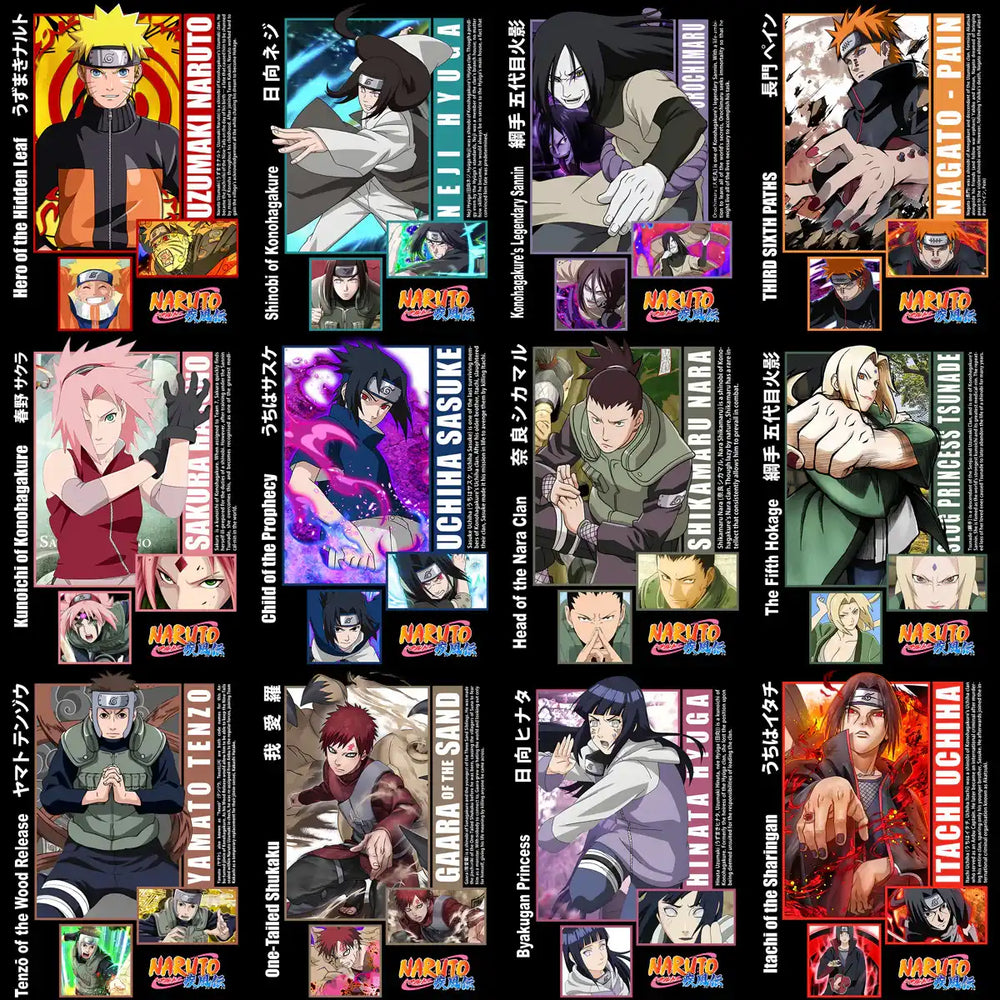 21 Anime Japan Naruto White + Black / Front and Back Designs Bundle PNG
