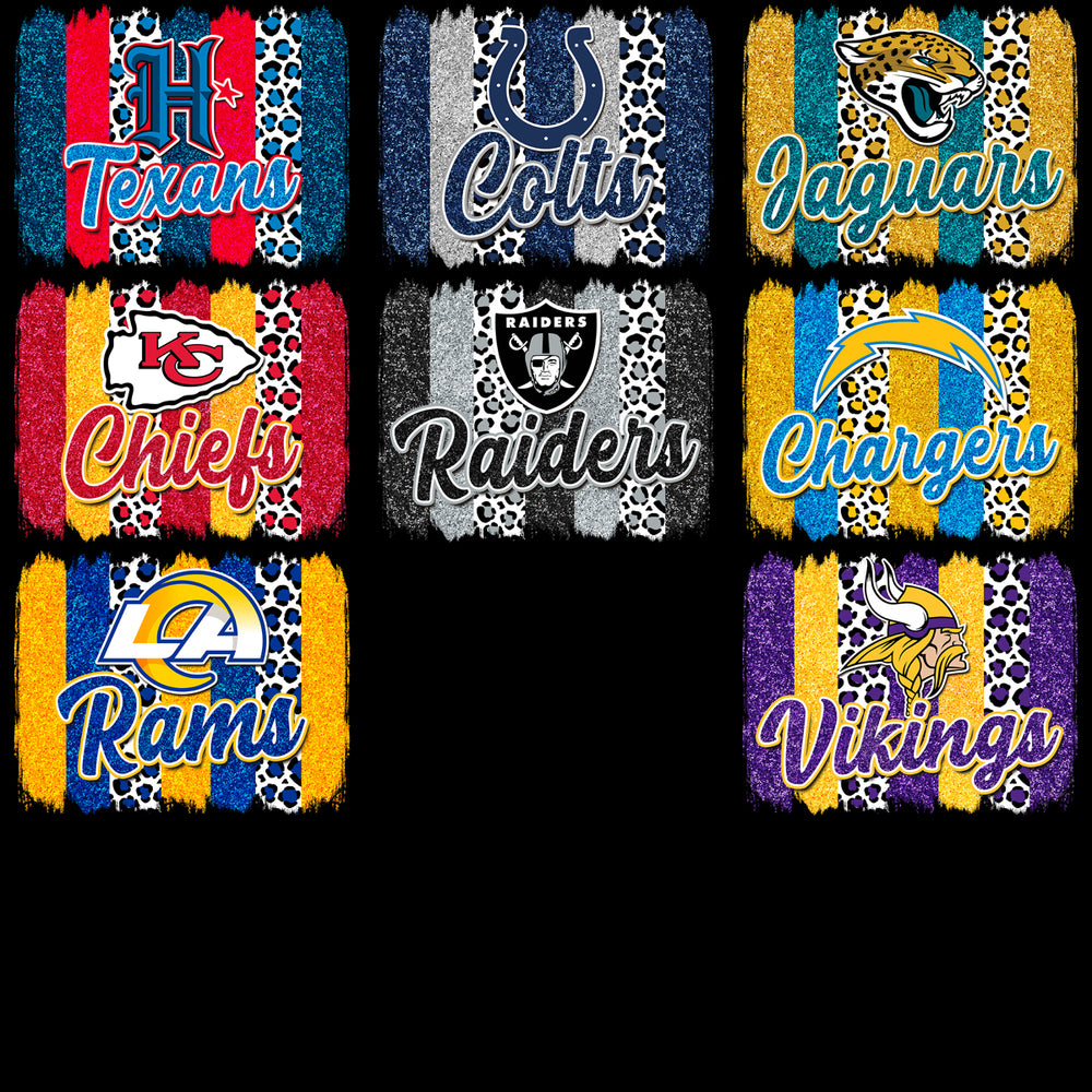 32 Glitter Football Teams Brush Stroke Designs Bundle PNG
