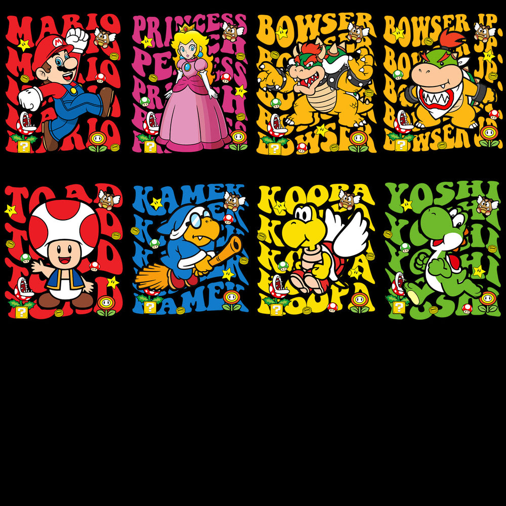 32 Wavy Front And Back Cartoons Mixed Designs Bundle PNG