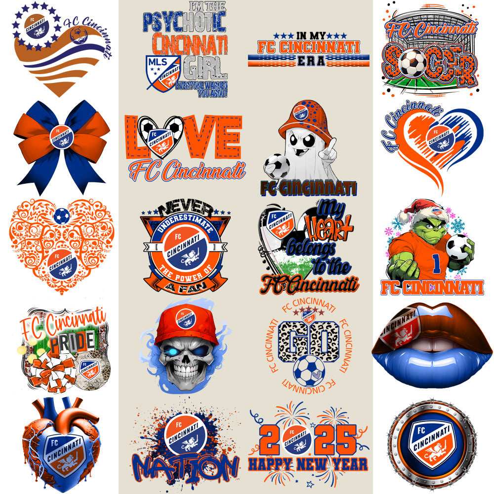 22 FC Cincinnati Soccer Designs Bundle PNG