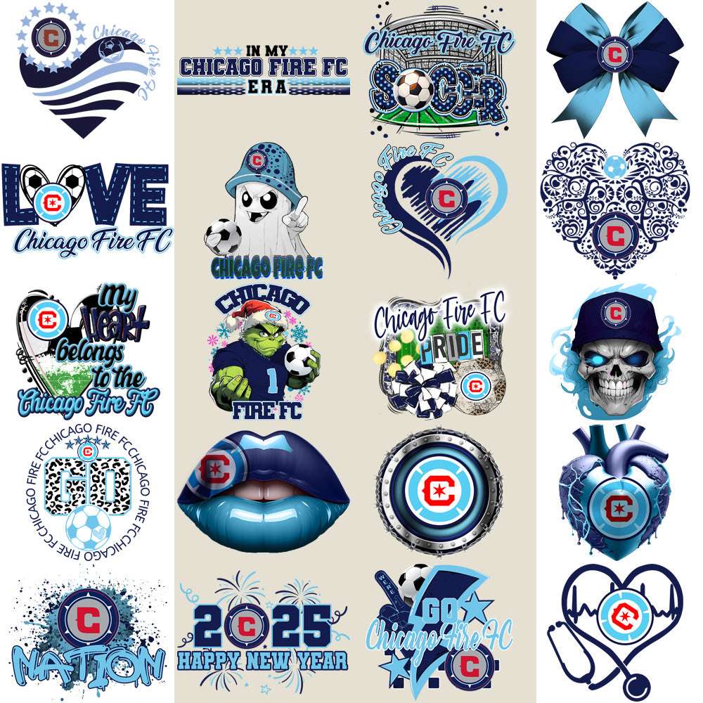 20 Chicago Fire FC Soccer Designs Bundle PNG
