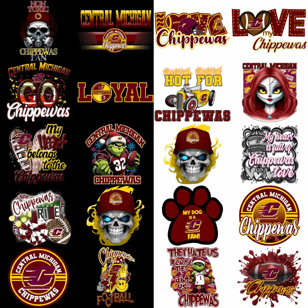 32 Central Michigan Chippewas Designs Bundle PNG
