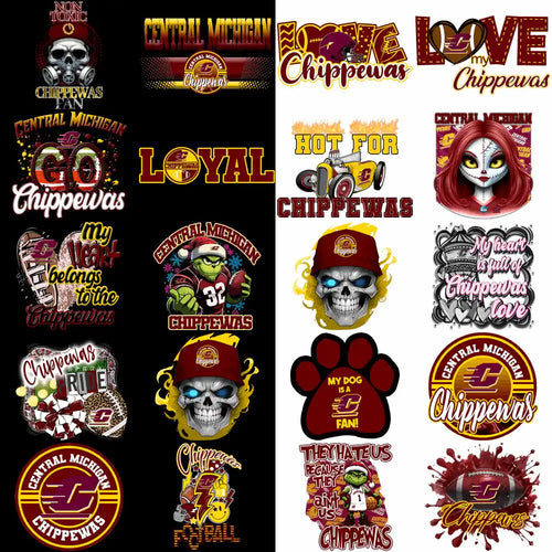 32 Central Michigan Chippewas Designs Bundle PNG