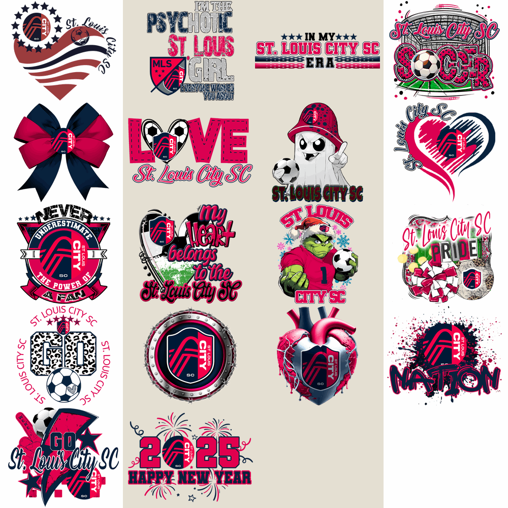 17 St. Louis CITY SC Soccer Designs Bundle PNG