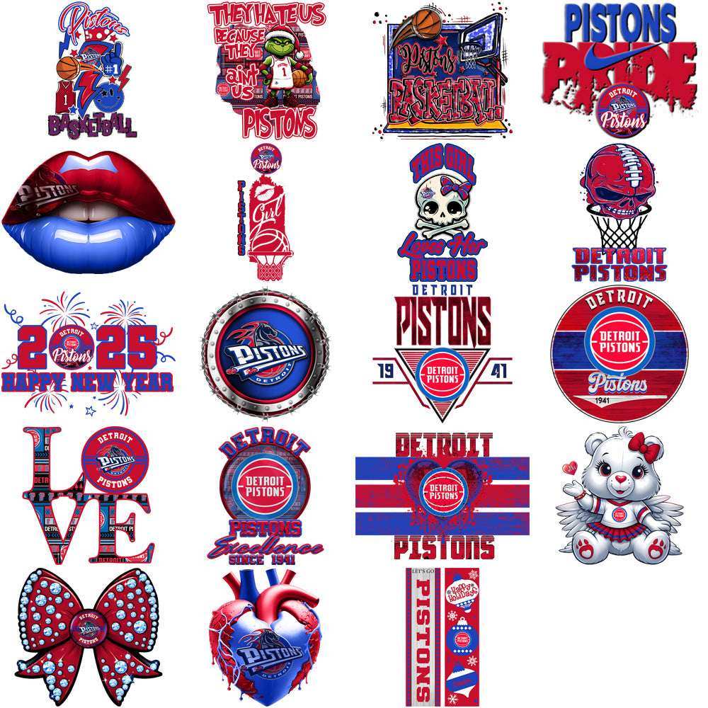57 Detroit Pistons Basketball Designs Bundle PNG