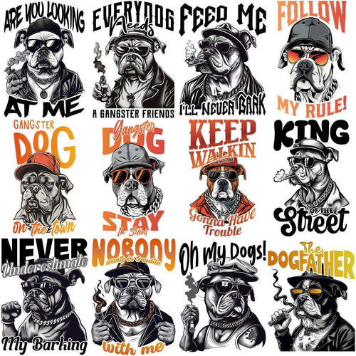 15 Gangster Dogs Designs Bundle PNG