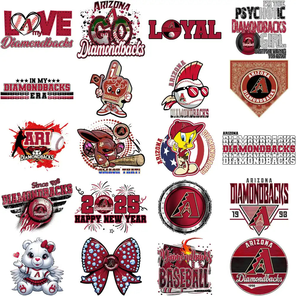 64 Arizona Diamondbacks Baseball Designs Bundle PNG