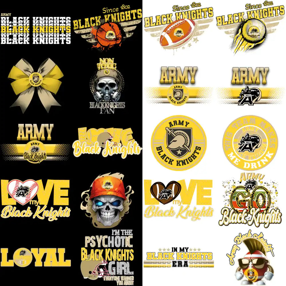 74 Army Black Knights Designs Bundle PNG