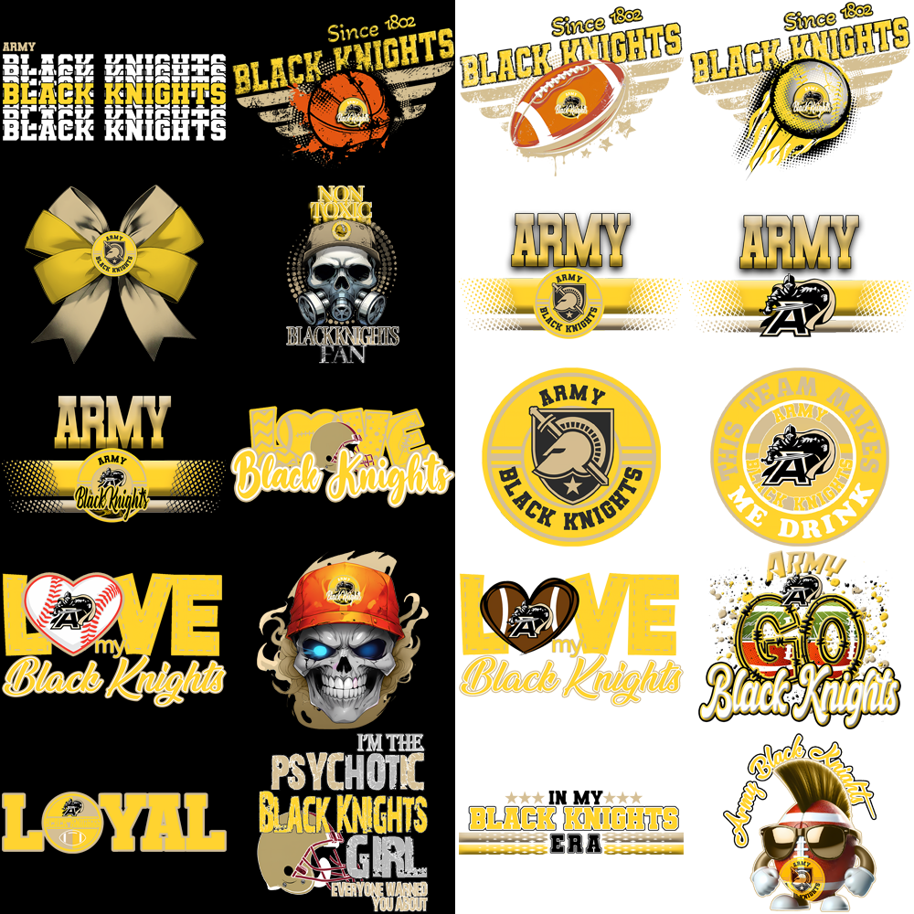 74 Army Black Knights Designs Bundle PNG