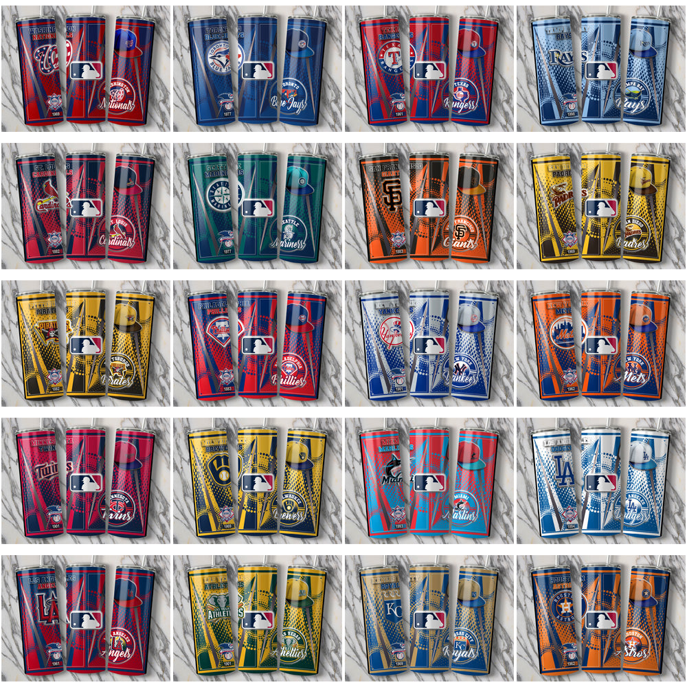 30 Baseball Teams Team Logo v2 Tumbler Wrap Bundle JPG