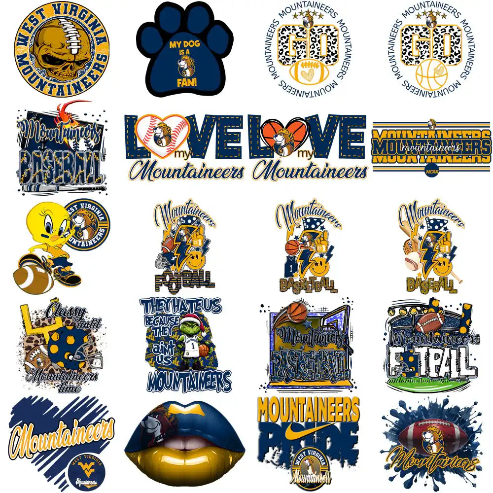 75 West Virginia Mountaineers Designs Bundle PNG